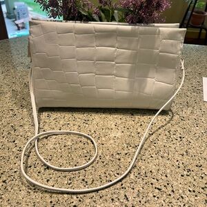 GINO- Elegant White Croc-Embossed Clutch/Crossbody purse.